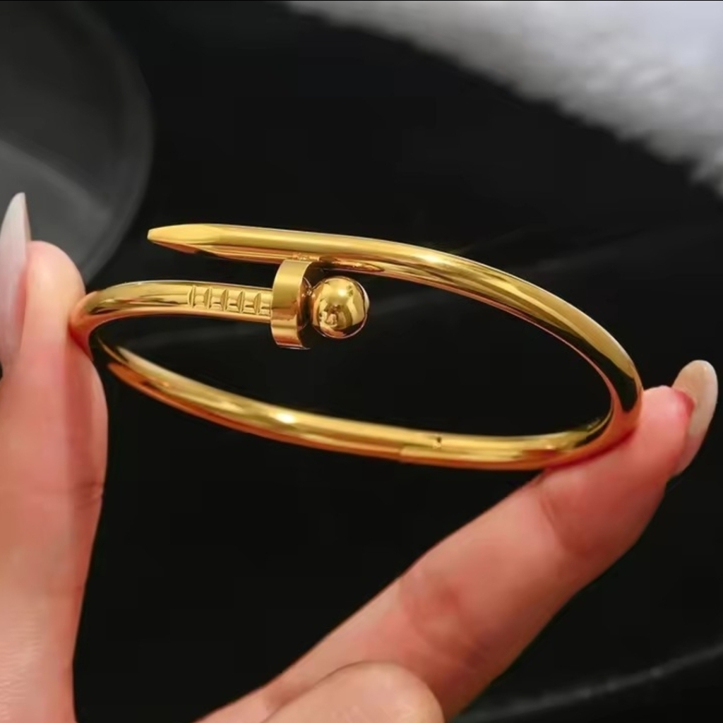 Designer Style 14kt Gold Overlay Open Nail Bracelet